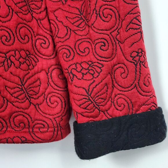 Alfred Dunner Quilted Butterfly Red Zip Up Jacket Size 14 - Picture 4 of 11